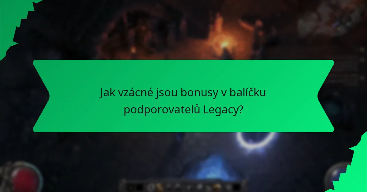 Jaké barvy jsou spojeny s bonusy balíčku podporovatelů Legacy?